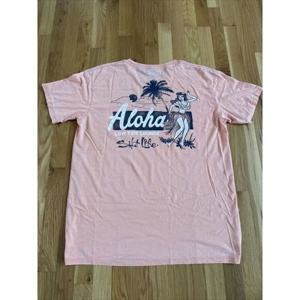Salt life aloha orange burn out t-shirt men's size large